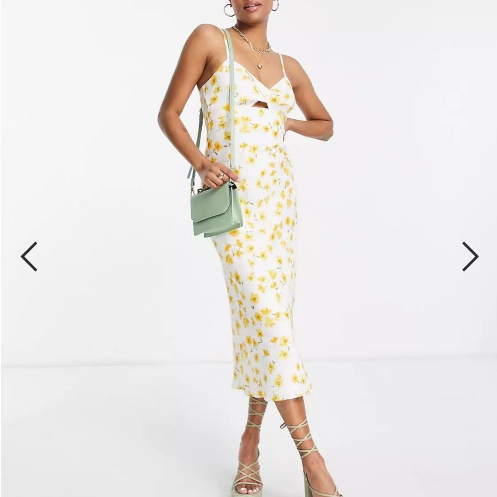 Ever New Petite cut-out midi dress in ivory buttercup floral